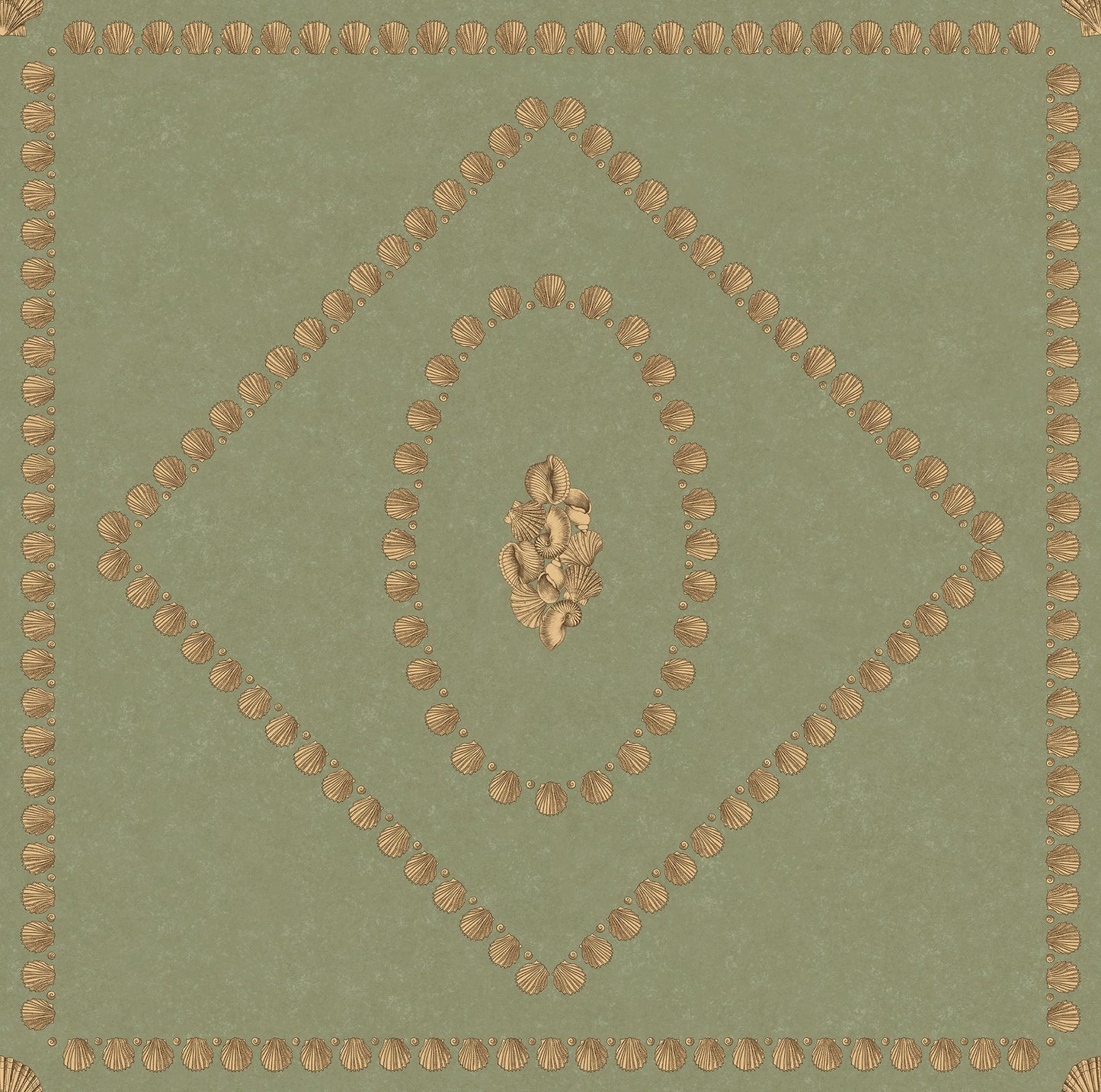 Conchiglie Wallpaper - Antique Gold on Ivy - 123/5026 - Cole & Son - Premier Wallcovering