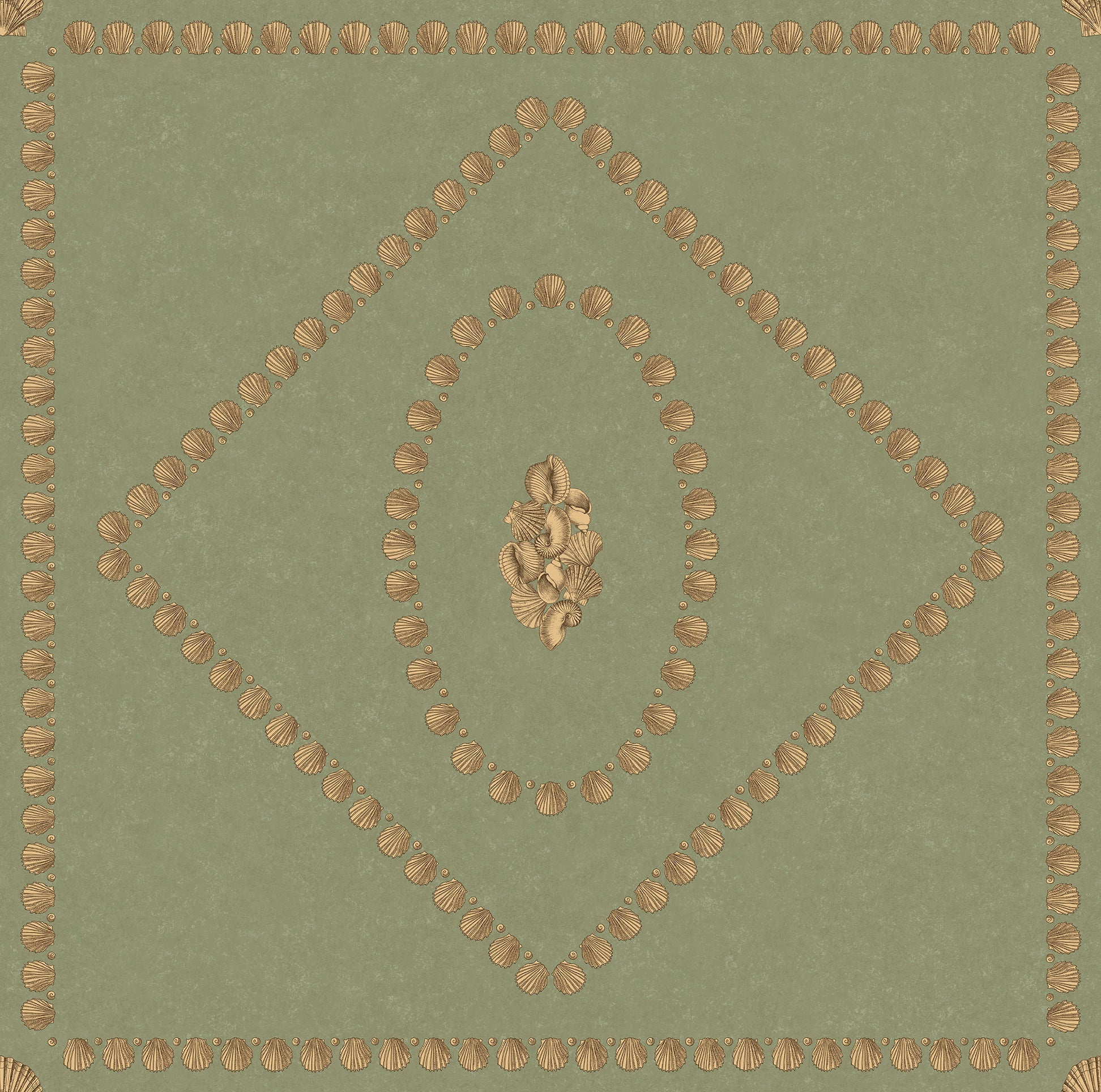Conchiglie Wallpaper - Antique Gold on Ivy - 123/5026 - Cole & Son - Premier Wallcovering
