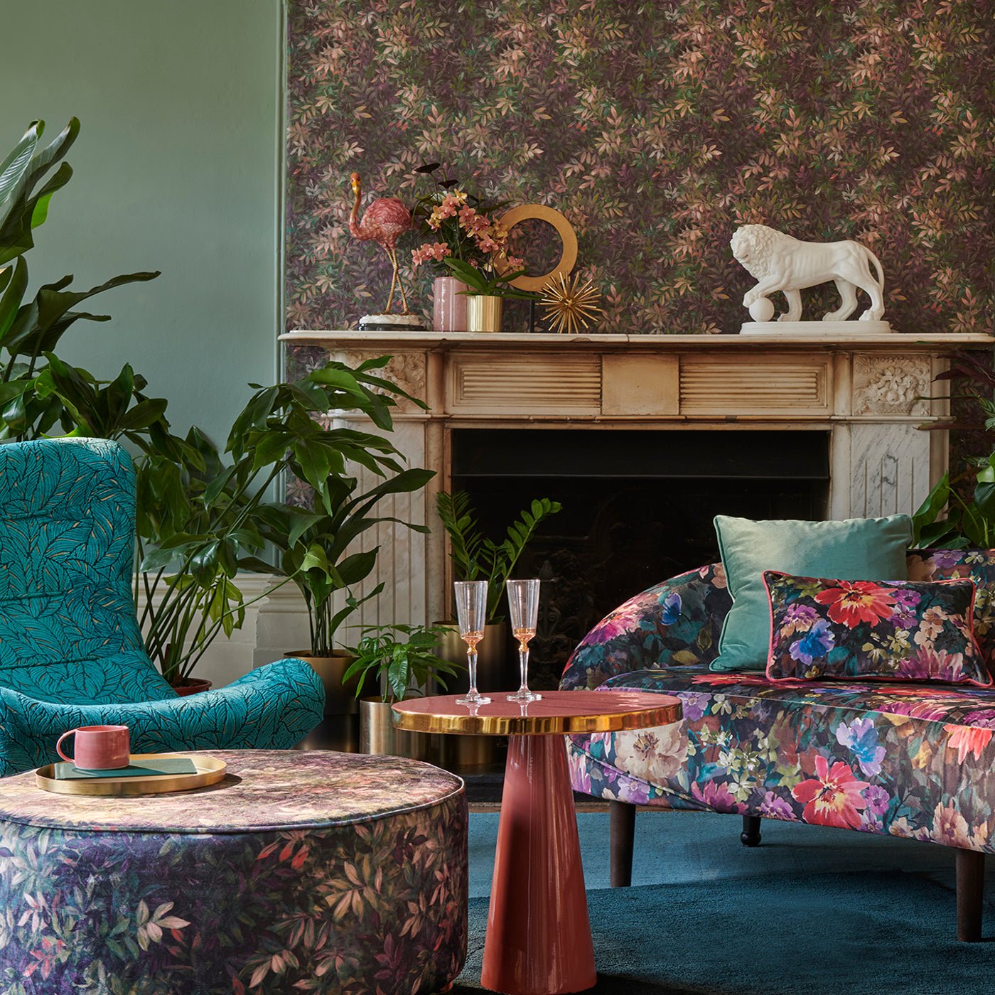 Congo Wallpaper - Amethyst/Emerald - Clarke & Clarke - W0140/01 - Premier Wallcovering