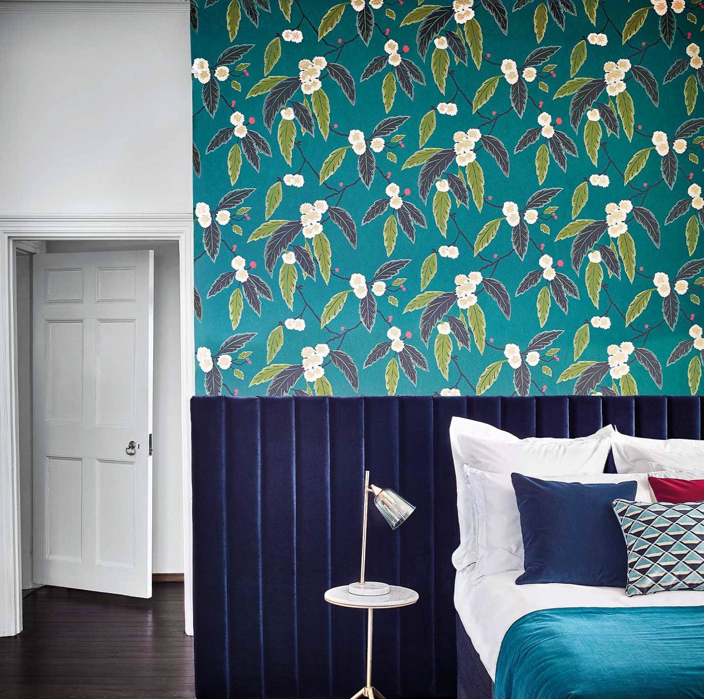 Coppice Wallpaper - Peacock / Azalea / Midnight - HSAW112132 - Harlequin - Premier Wallcovering