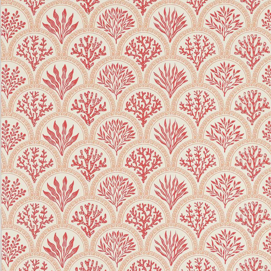 Coralli Wallpaper - Pink/Red - J186W - 01 - Jane Churchill
