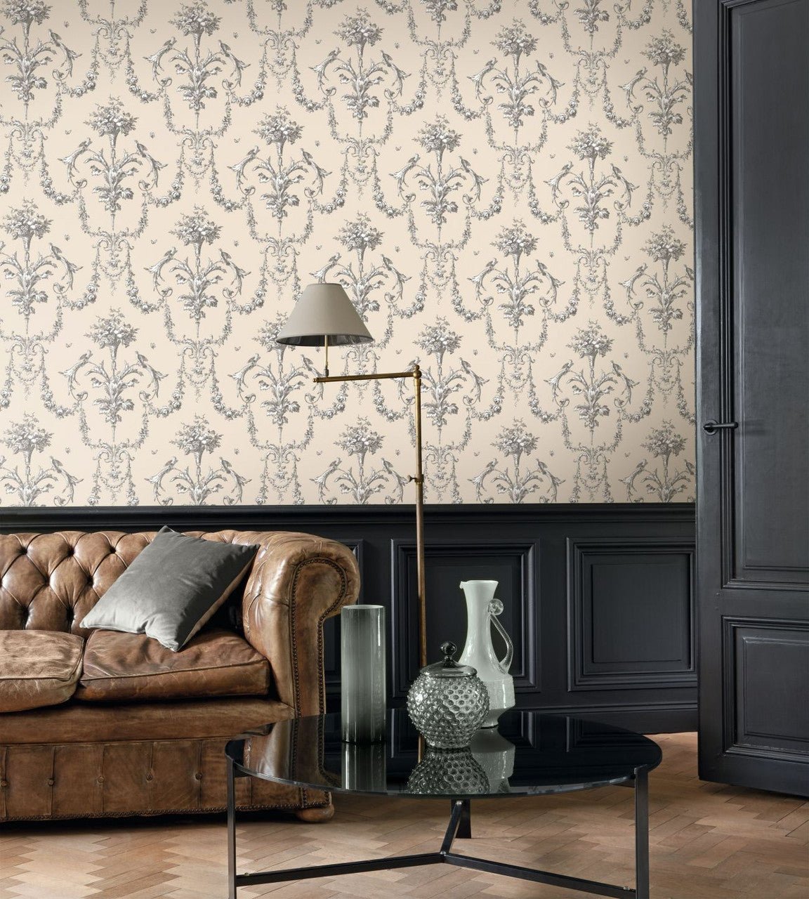 Corne D'Abondance Les Belles Toiles De Jouy Wallpaper - Noir Fusain - Casadeco - 87929621 - Premier Wallcovering