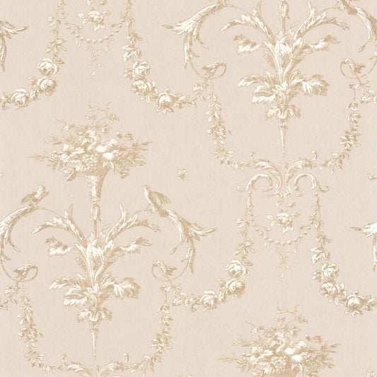 Corne D'Abondance Les Belles Toiles De Jouy Wallpaper - Beige Ficelle - Casadeco - 87921104 - Premier Wallcovering