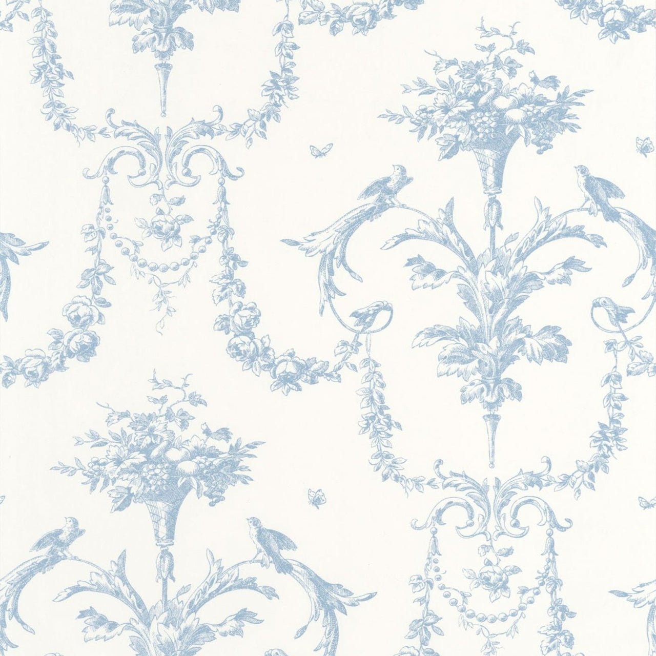Corne D'Abondance Les Belles Toiles De Jouy Wallpaper - Bleu Faience - Casadeco - 87926716 - Premier Wallcovering