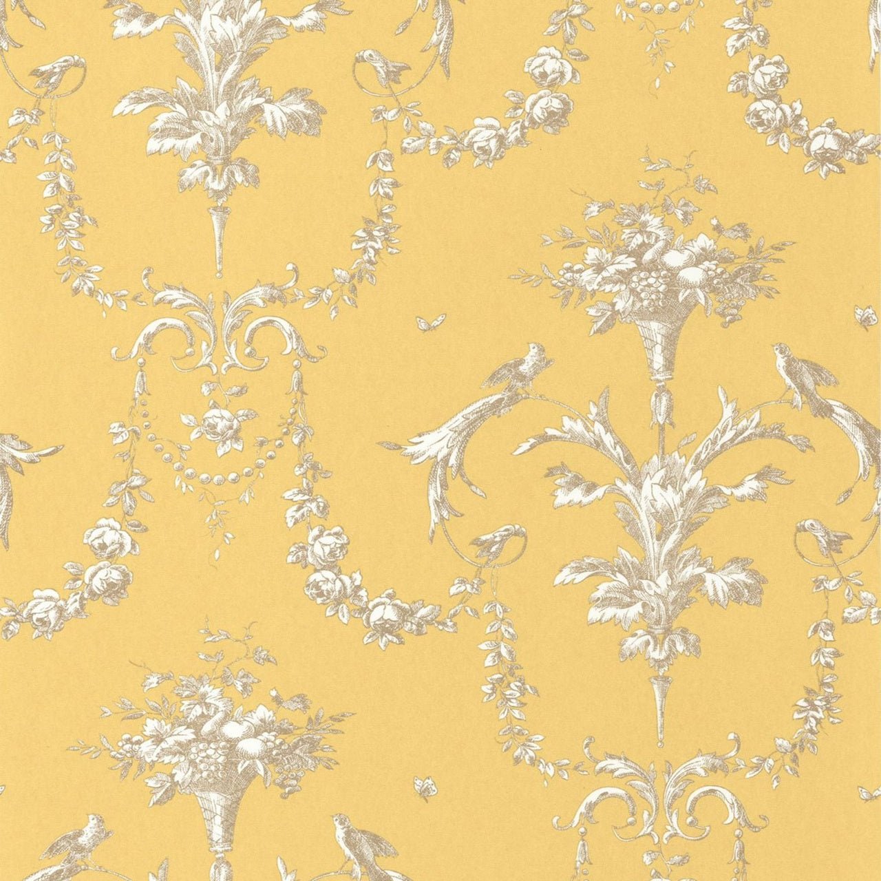 Corne D'Abondance Les Belles Toiles De Jouy Wallpaper - Jaune Soleil - Casadeco - 87922524 - Premier Wallcovering