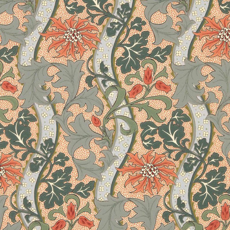 Cornflower Wallpaper - Russet/Teal - Morris & Co - 217581 - Premier Wallcovering