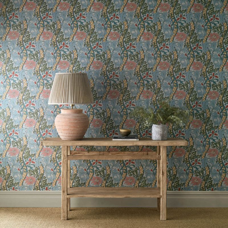 Cornflower Wallpaper - Rose/Woad - Morris & Co - 217582