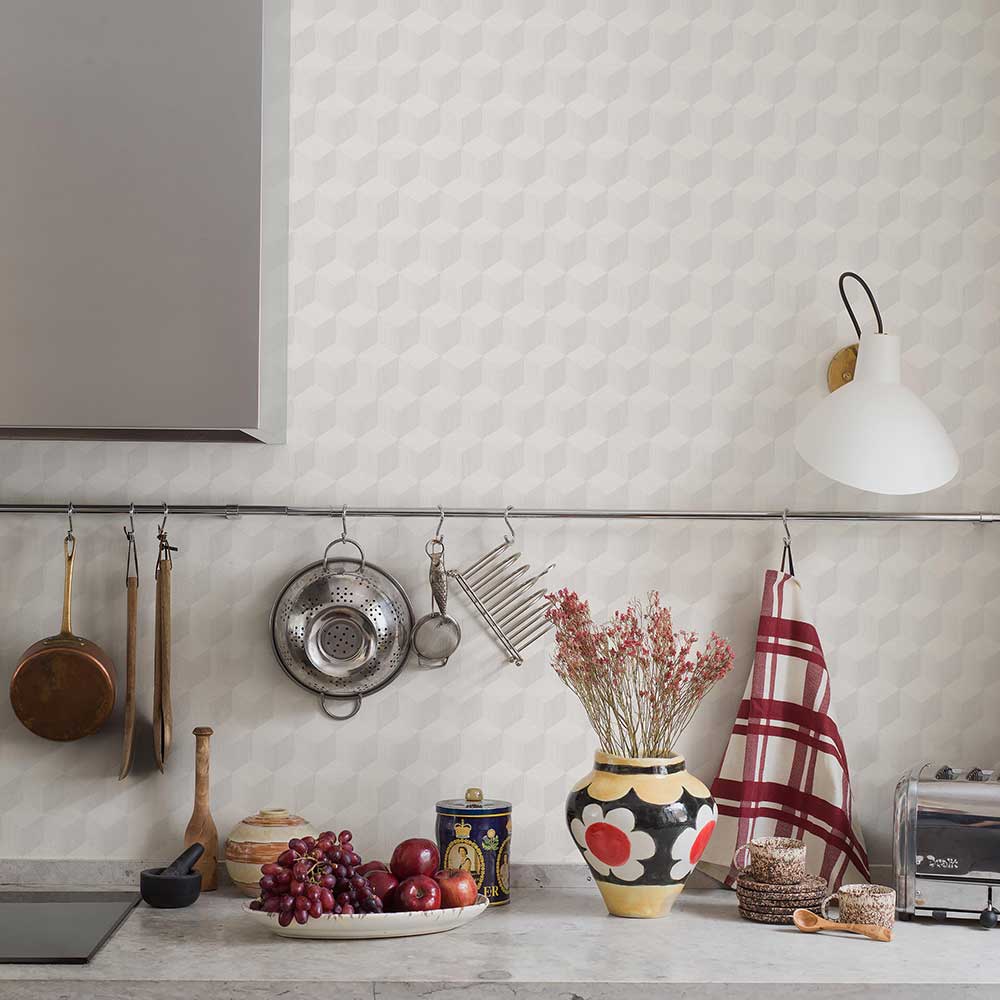 Cube Wallpaper - White - Boråstapeter - 4745 - Premier Wallcovering