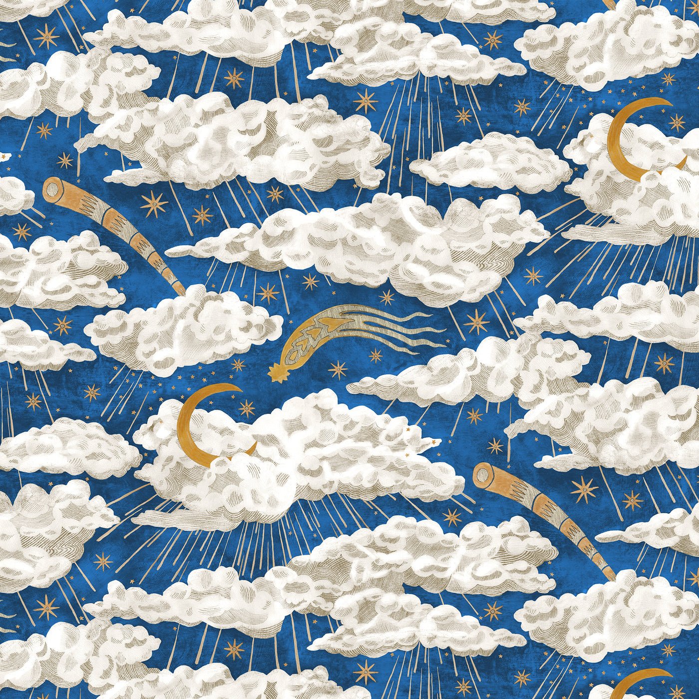 Cumulus Luna Wallpaper - Bright Blue - Josephine Munsey - JMW-103911 - Premier Wallcovering