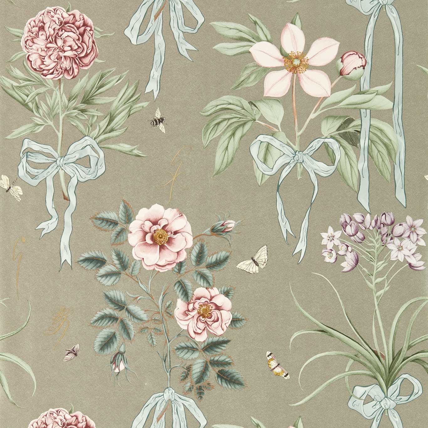Cupid's Beau Wallpaper - Florin/Madder - DGDW217312 - Sanderson