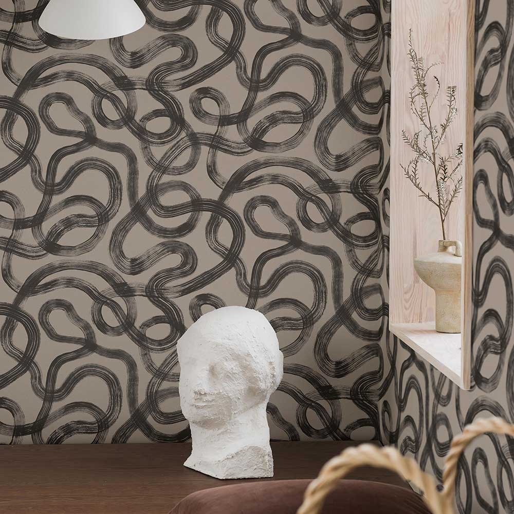 Curve Wallpaper - Black - Boråstapeter - 4735 - Premier Wallcovering