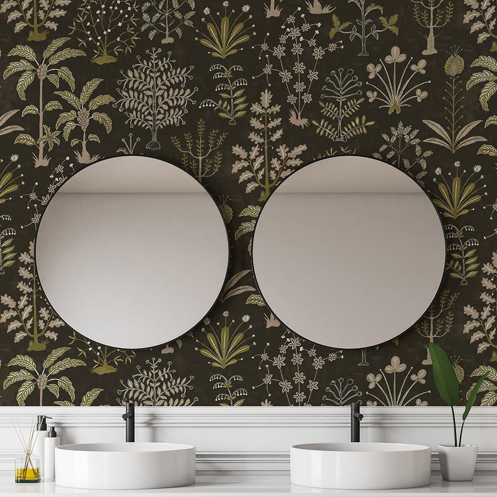 Cynthia Wallpaper - Black and Olive - Josephine Munsey - JMW-102331 - Premier Wallcovering