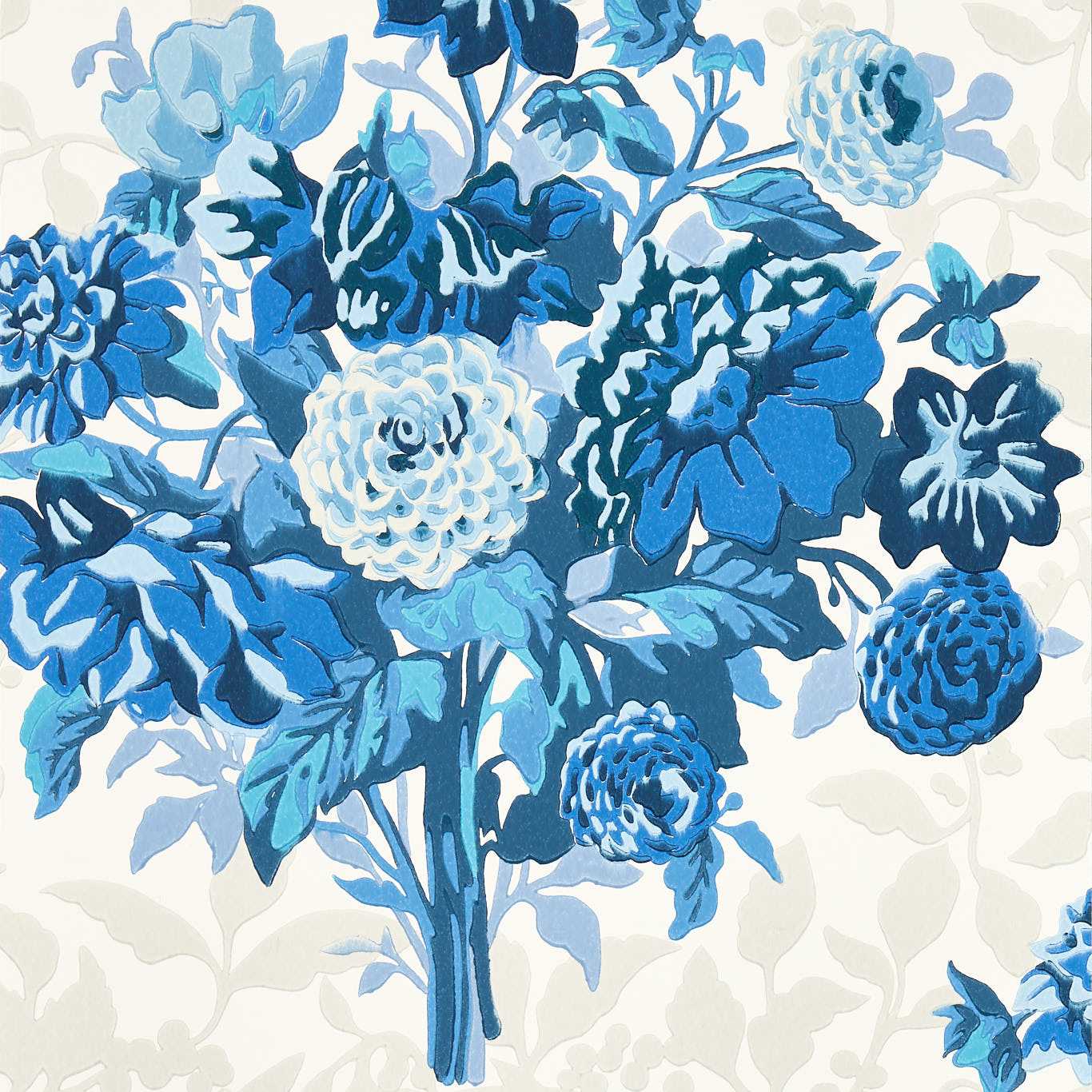 Dahlia Bunch Wallpaper - Lapis - HSRW113055 - Harlequin - Premier Wallcovering