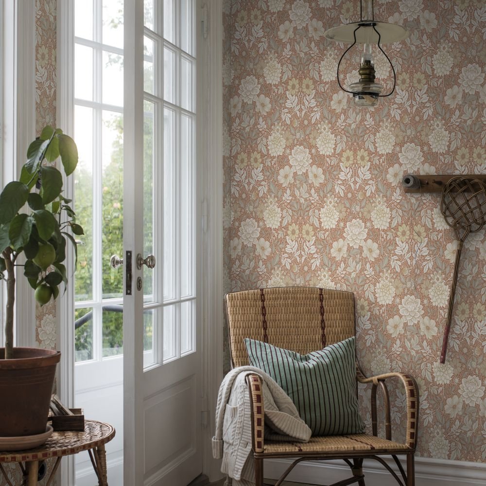 Dahlia Garden Wallpaper - Terracotta - Boråstapeter - 7688 - Premier Wallcovering
