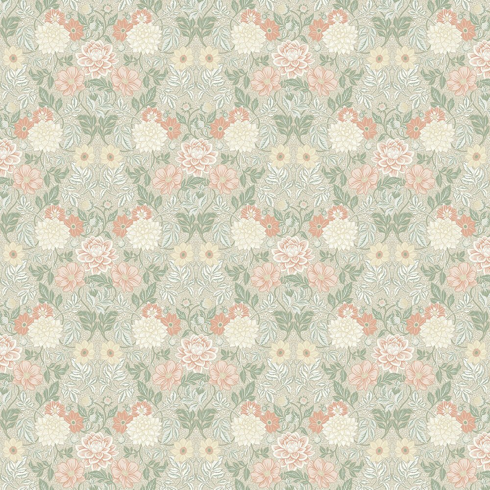 Dahlia Garden Wallpaper - Blush / Taupe - Boråstapeter - 7665 - Premier Wallcovering