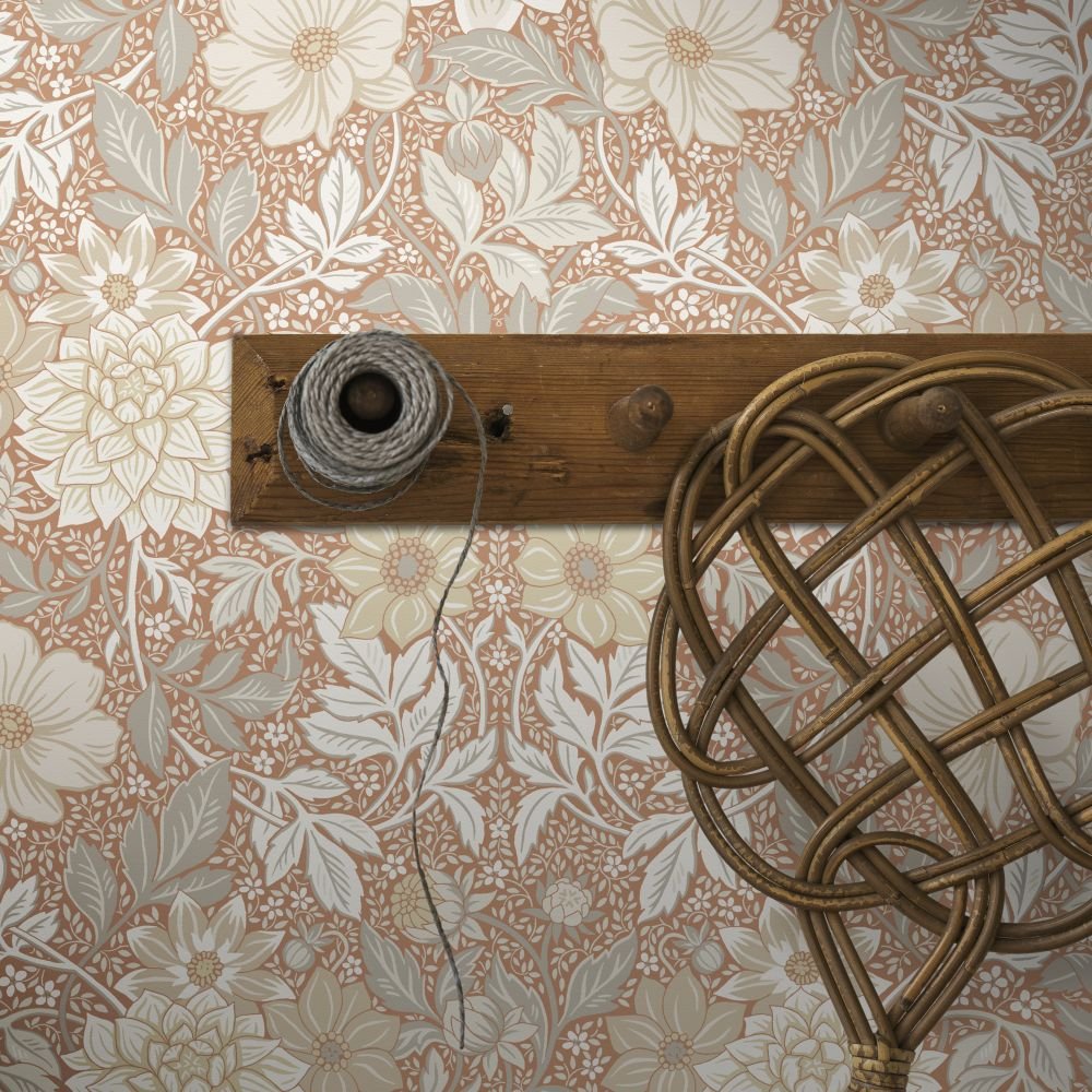 Dahlia Garden Wallpaper - Terracotta - Boråstapeter - 7688 - Premier Wallcovering