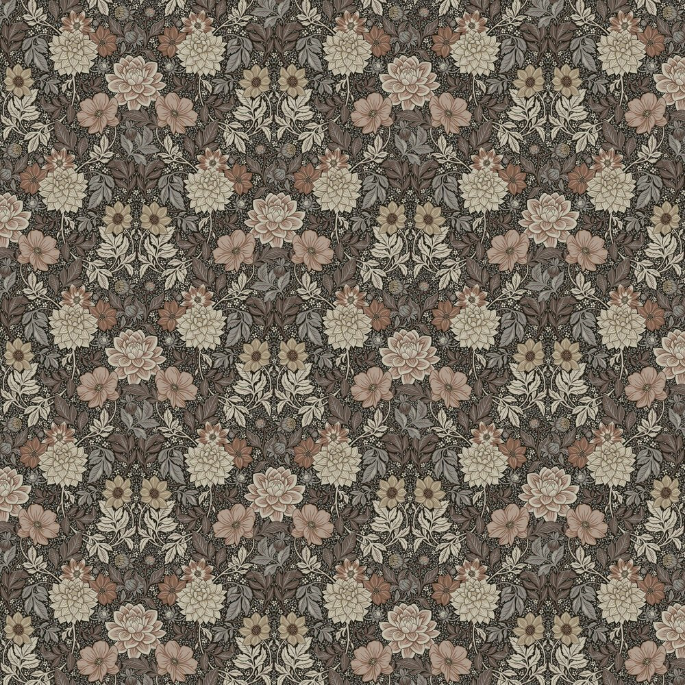 Dahlia Garden Wallpaper - Deep Brown - Boråstapeter - 7689 - Premier Wallcovering