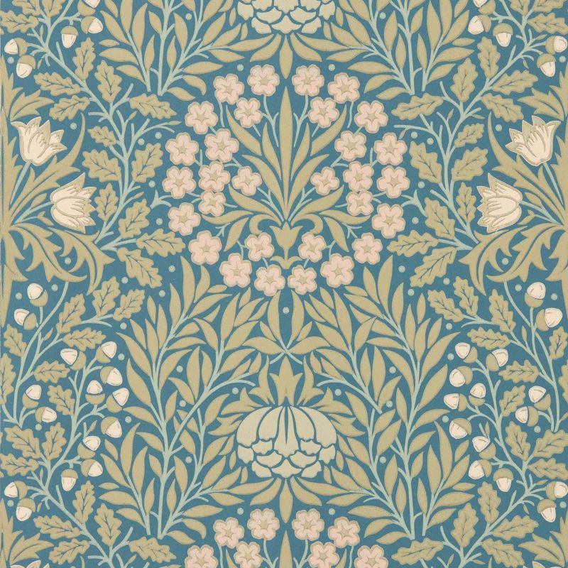 Daisy & Oak Wallpaper - Powder Blue/Blush - Morris & Co - 217584 - Premier Wallcovering