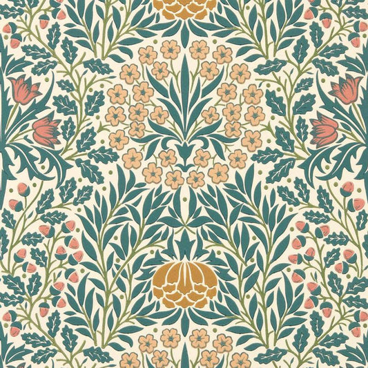 Daisy & Oak Wallpaper - Madder/Teal - Morris & Co - 217586