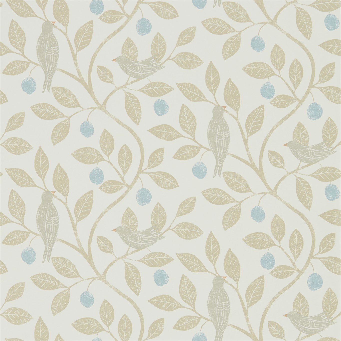 Damson Tree Wallpaper - Denim/Barley - Sanderson - DHPO216364