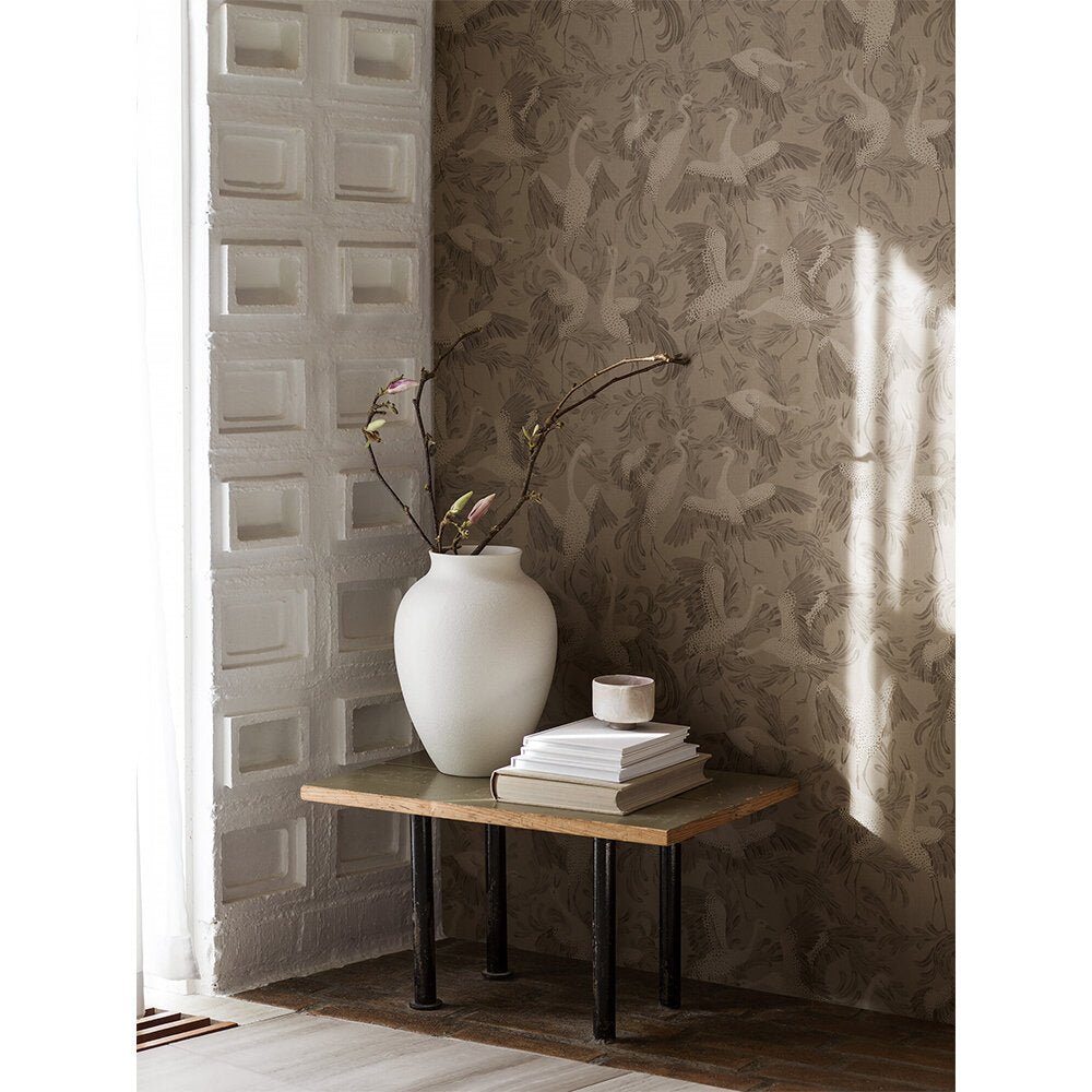 Dancing Crane Wallpaper - Earthy Brown - Boråstapeter - 3127 - Premier Wallcovering