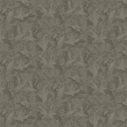 Dancing Crane Wallpaper - Earthy Brown - Boråstapeter - 3127 - Premier Wallcovering