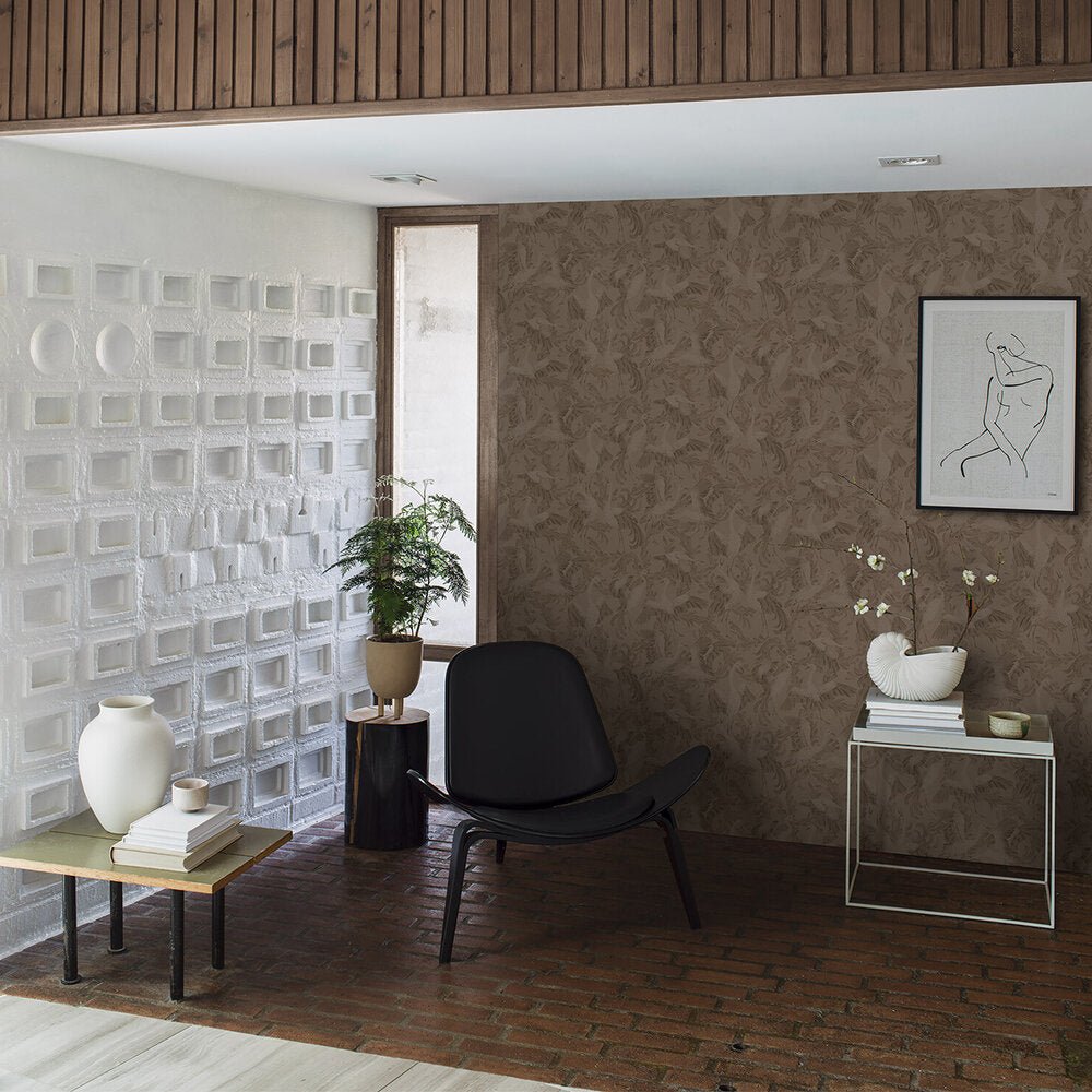 Dancing Crane Wallpaper - Earthy Brown - Boråstapeter - 3127 - Premier Wallcovering