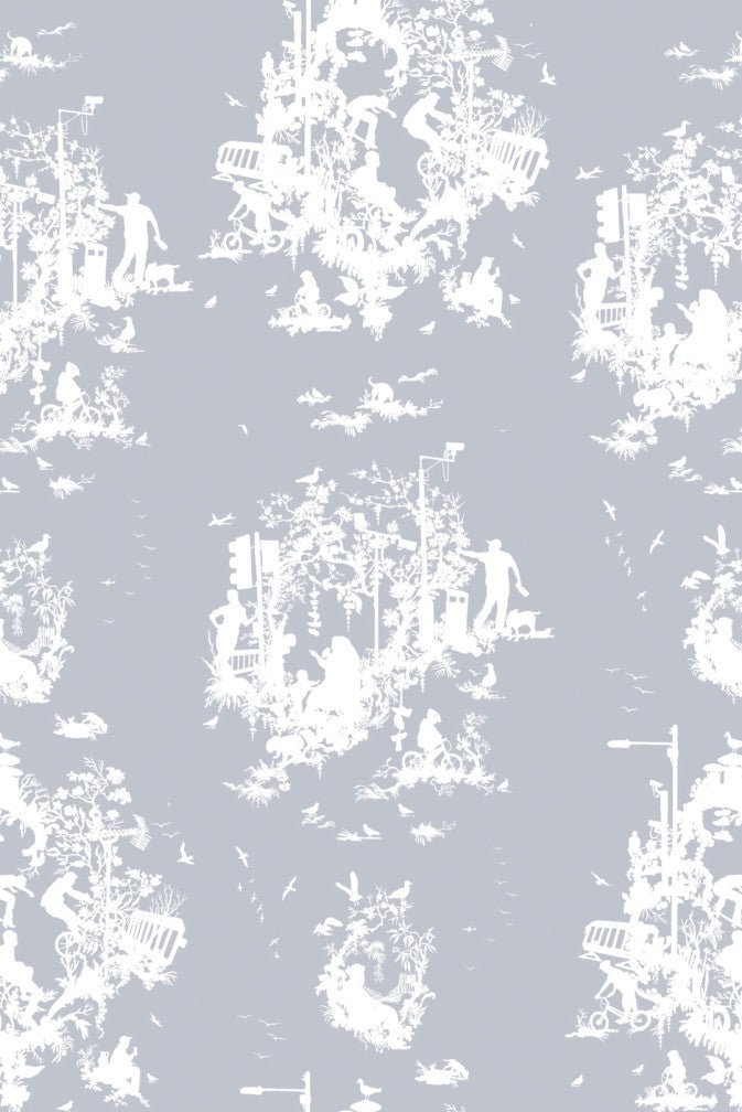 Decouper 3 Wallpaper - White on Pale Blue - Timorous Beasties - TB/DTOIL3/4232/05 - Premier Wallcovering