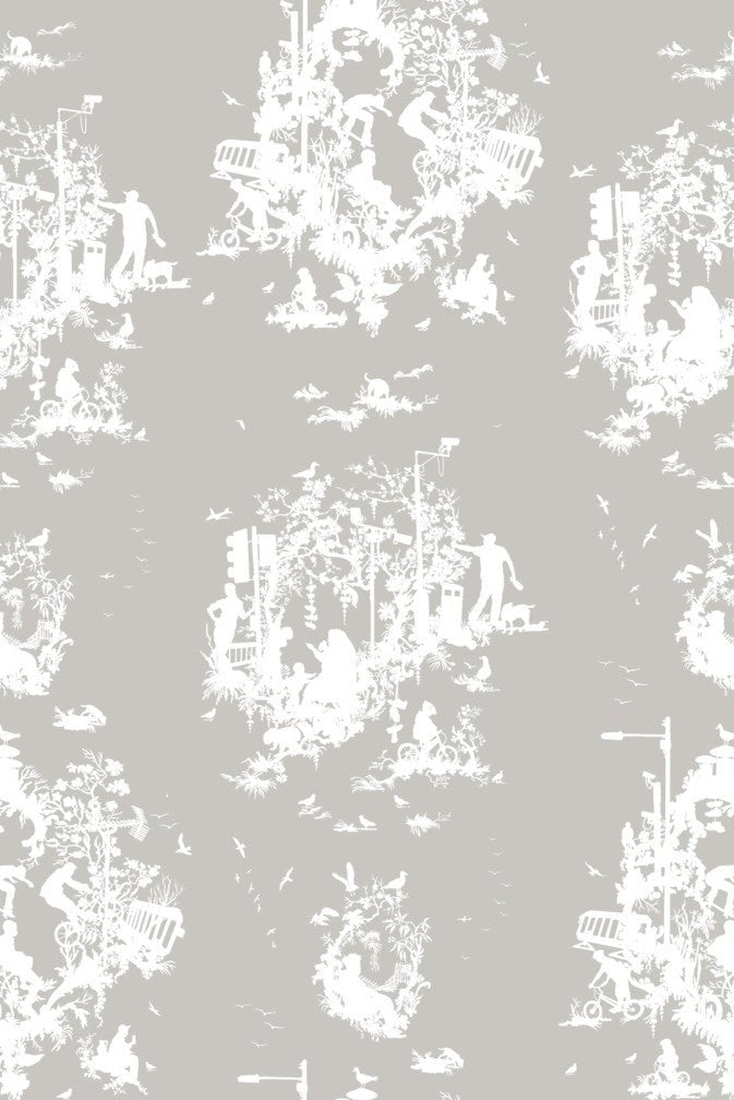 Decouper 3 Wallpaper - White on Stone - Timorous Beasties - TB/DTOIL3/4008/06 - Premier Wallcovering
