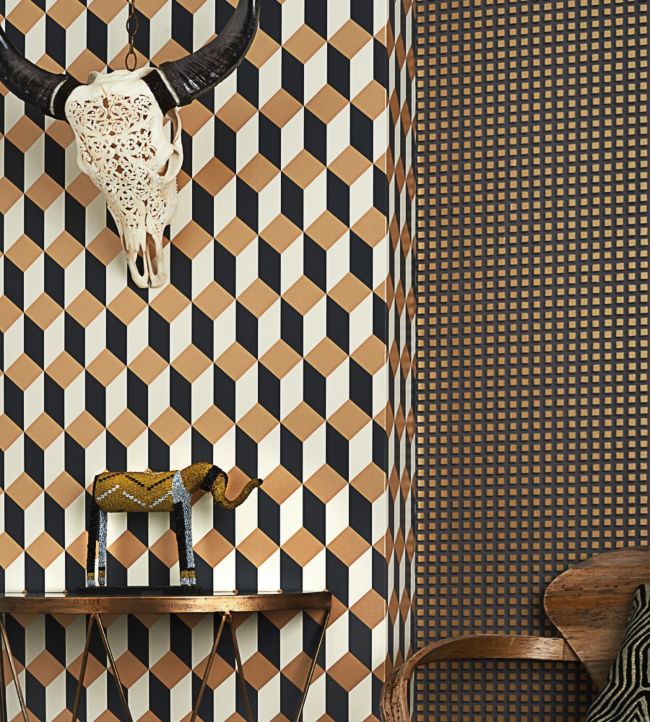 Delano Wallpaper - Metallic Gold, Cream and Charcoal - 105/7030 - Cole & Son - Premier Wallcovering