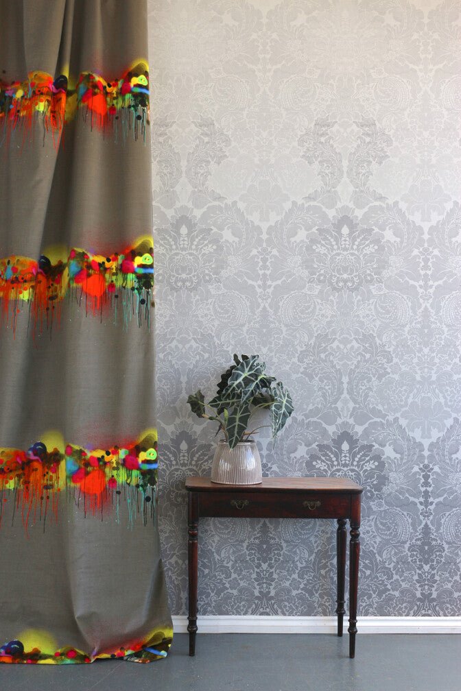 Disappearing Damask Superwide Wallpaper Panel - Grey - Timorous Beasties - ROR/DISD/OBRN/01 - Premier Wallcovering