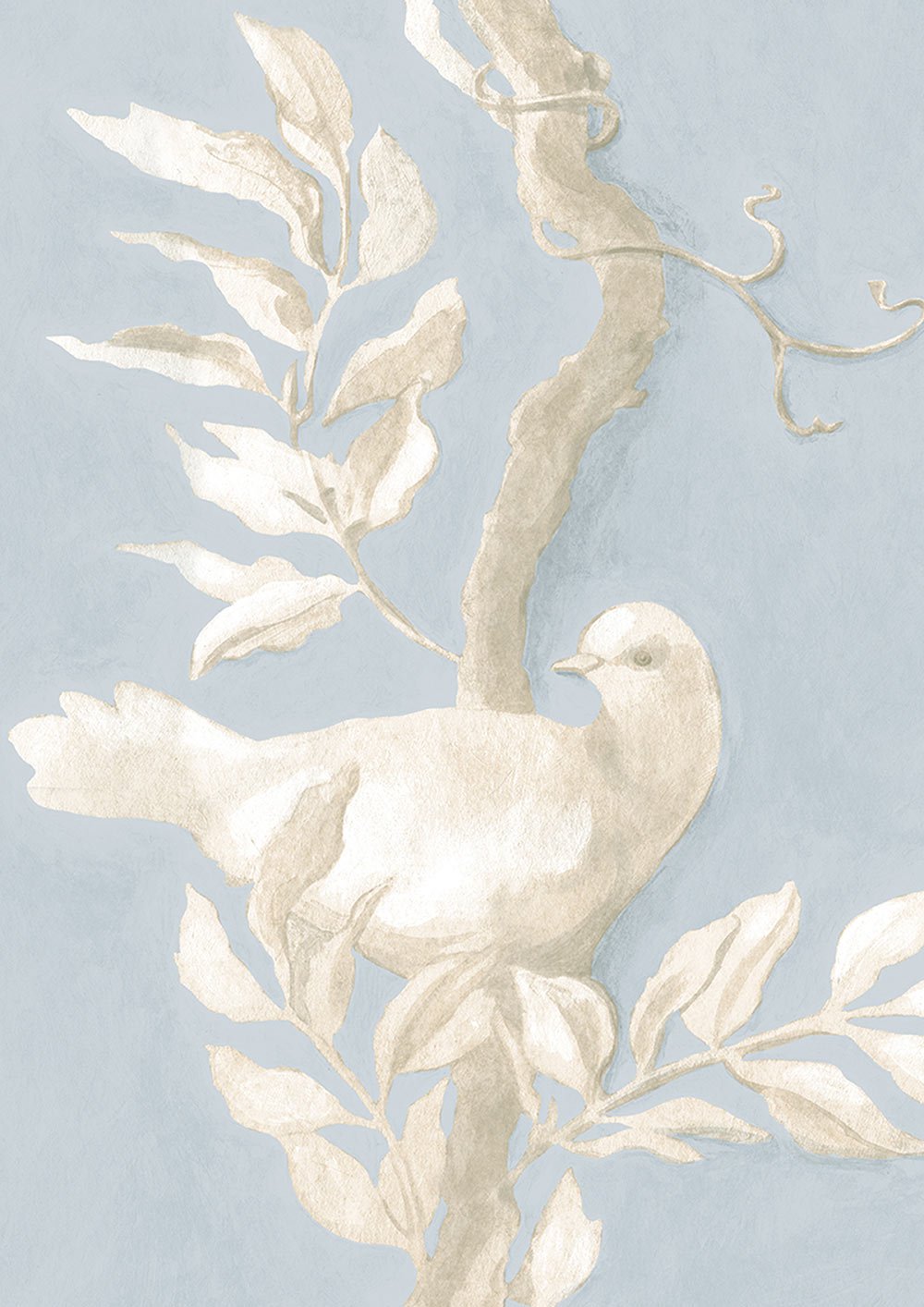 Doves Wallpaper - Summer Blue - Lewis & Wood - Premier Wallcovering