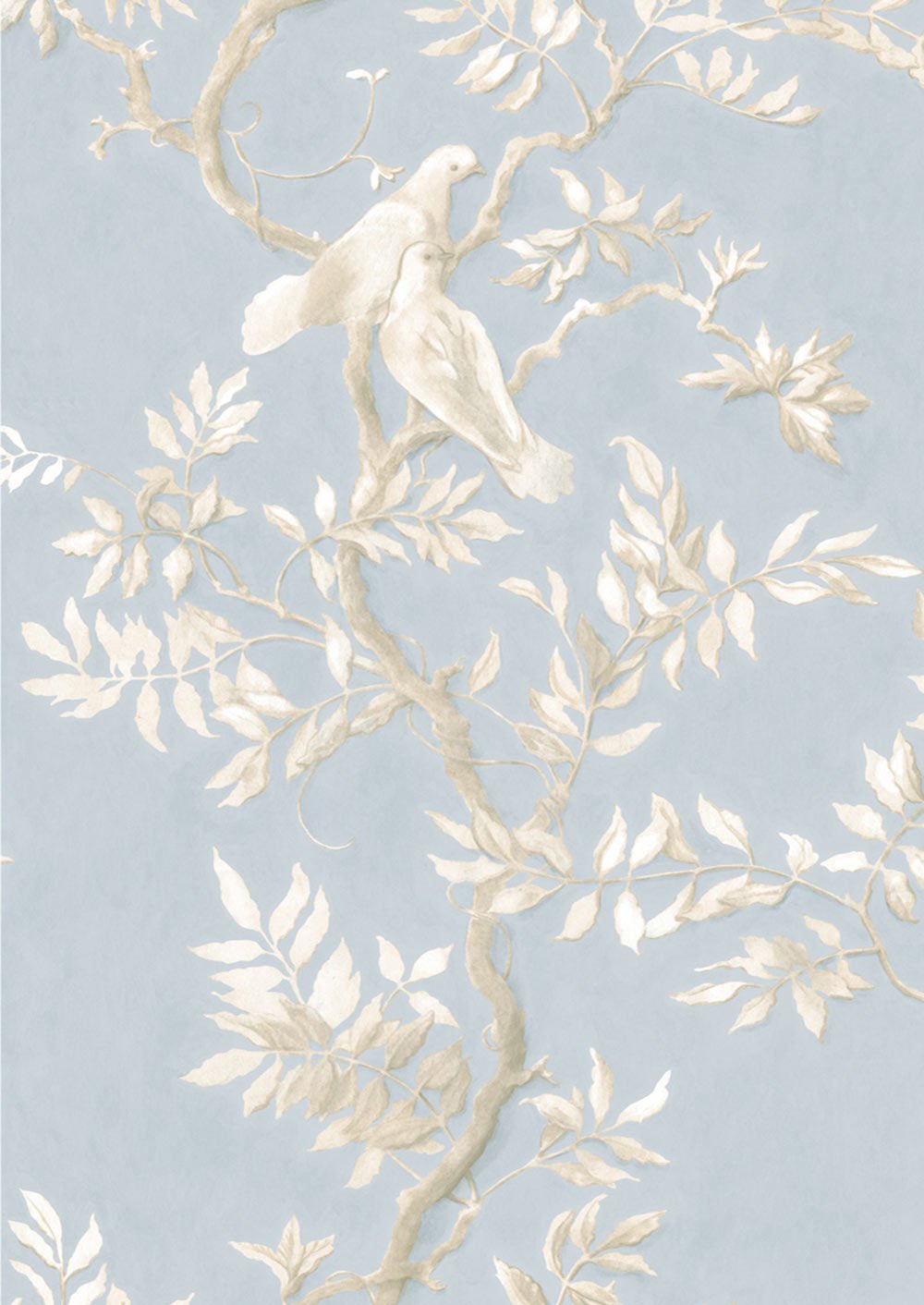 Doves Wallpaper - Summer Blue - Lewis & Wood - Premier Wallcovering