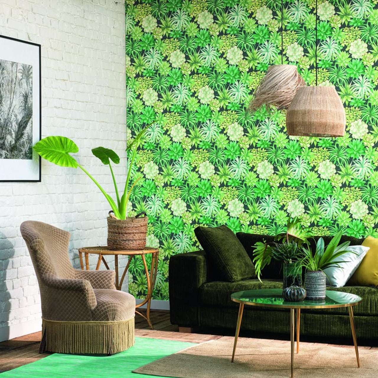 Echeveria Botanica Wallpaper - Beige Lin - Casadeco - 85911389 - Premier Wallcovering