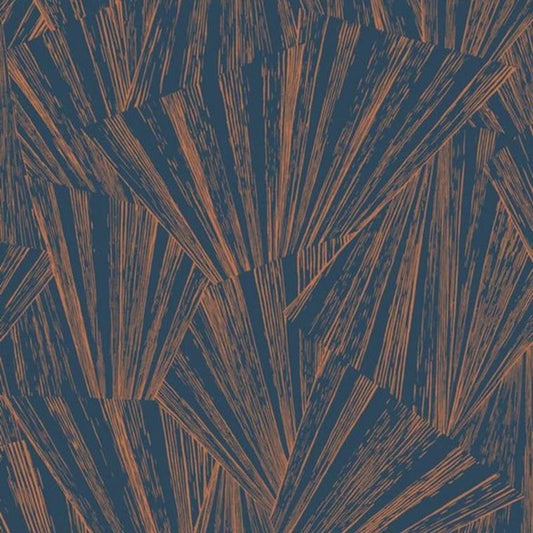 Eclat Foil 1930 Wallpaper - Bleu And Cuivre - Casadeco - 85746535 - Premier Wallcovering