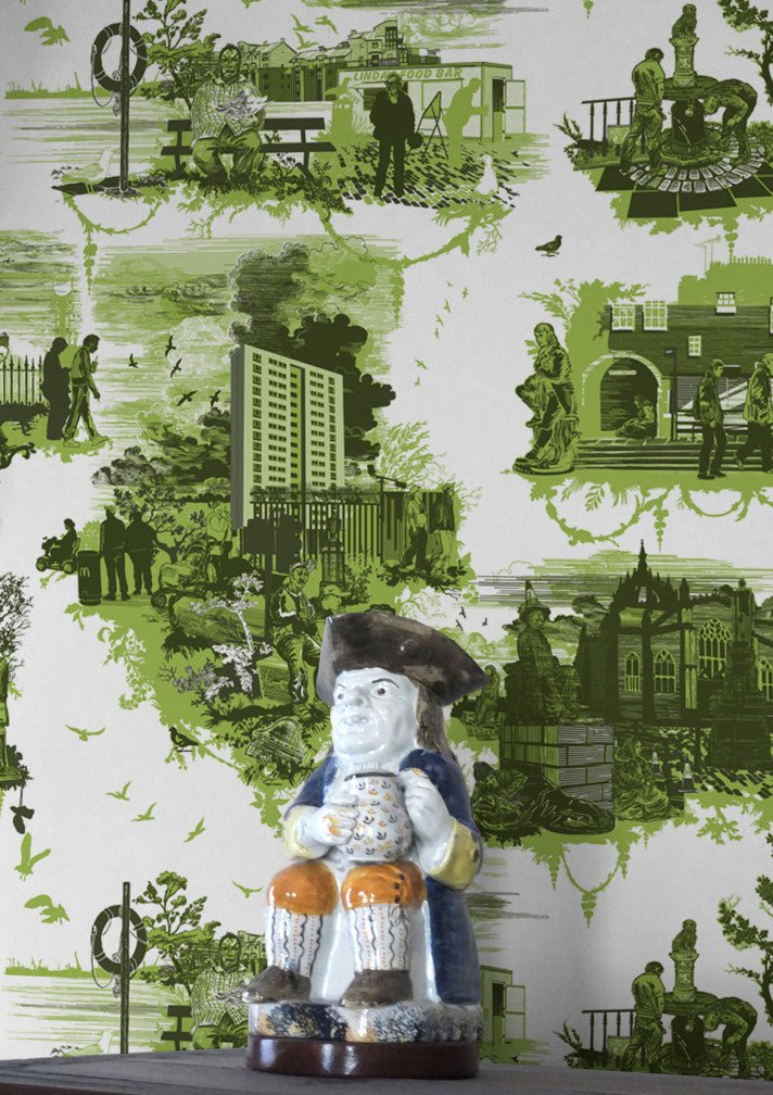 Edinburgh Toile Wallpaper - Green - Timorous Beasties - TB/EDTOIL/MICA/02 - Premier Wallcovering