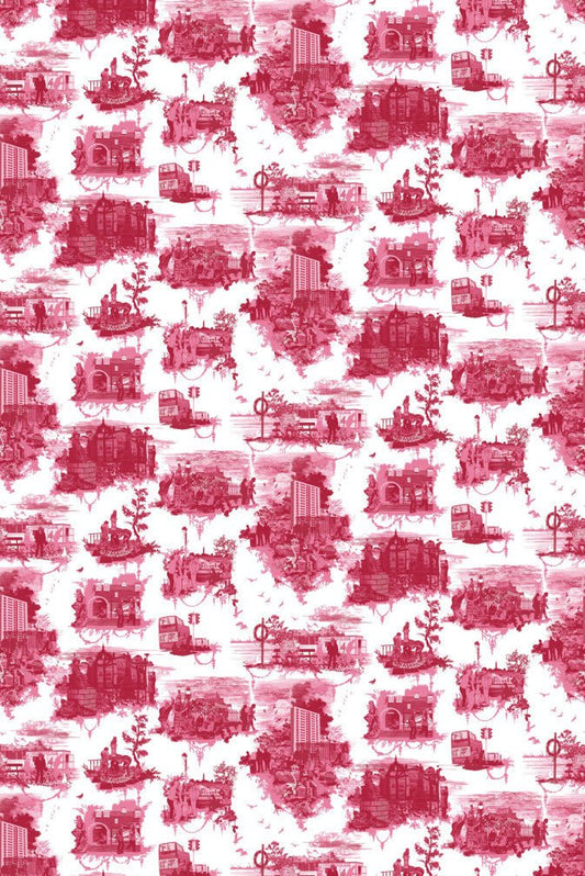 Edinburgh Toile Wallpaper - Red - Timorous Beasties - TB/EDTOIL/MICA/01 - Premier Wallcovering