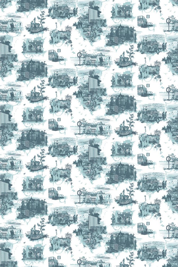 Edinburgh Toile Wallpaper - Blue - Timorous Beasties - TB/EDTOIL/MICA/03 - Premier Wallcovering