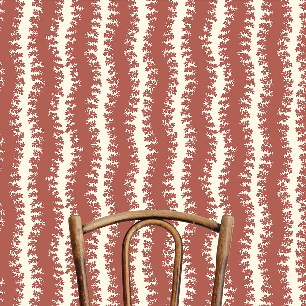 Elkhorn Stripe Wallpaper - Red Toppings - Clarke White - Josephine Munsey - ELK-013-017 - Premier Wallcovering