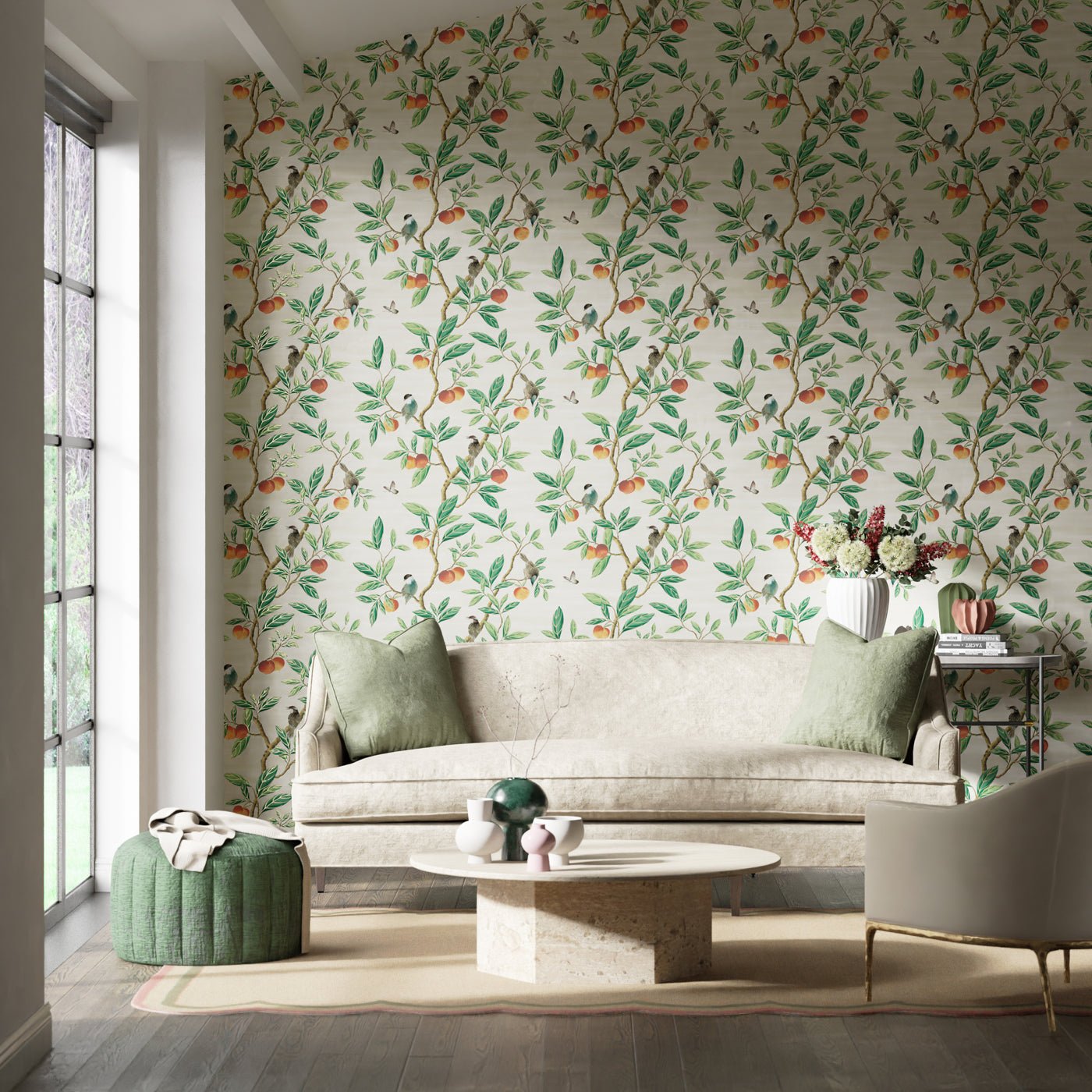 Ella Wallpaper - Fig Blossom/Fig Leaf/ Nectarine - HDHW112906 - Harlequin - Premier Wallcovering