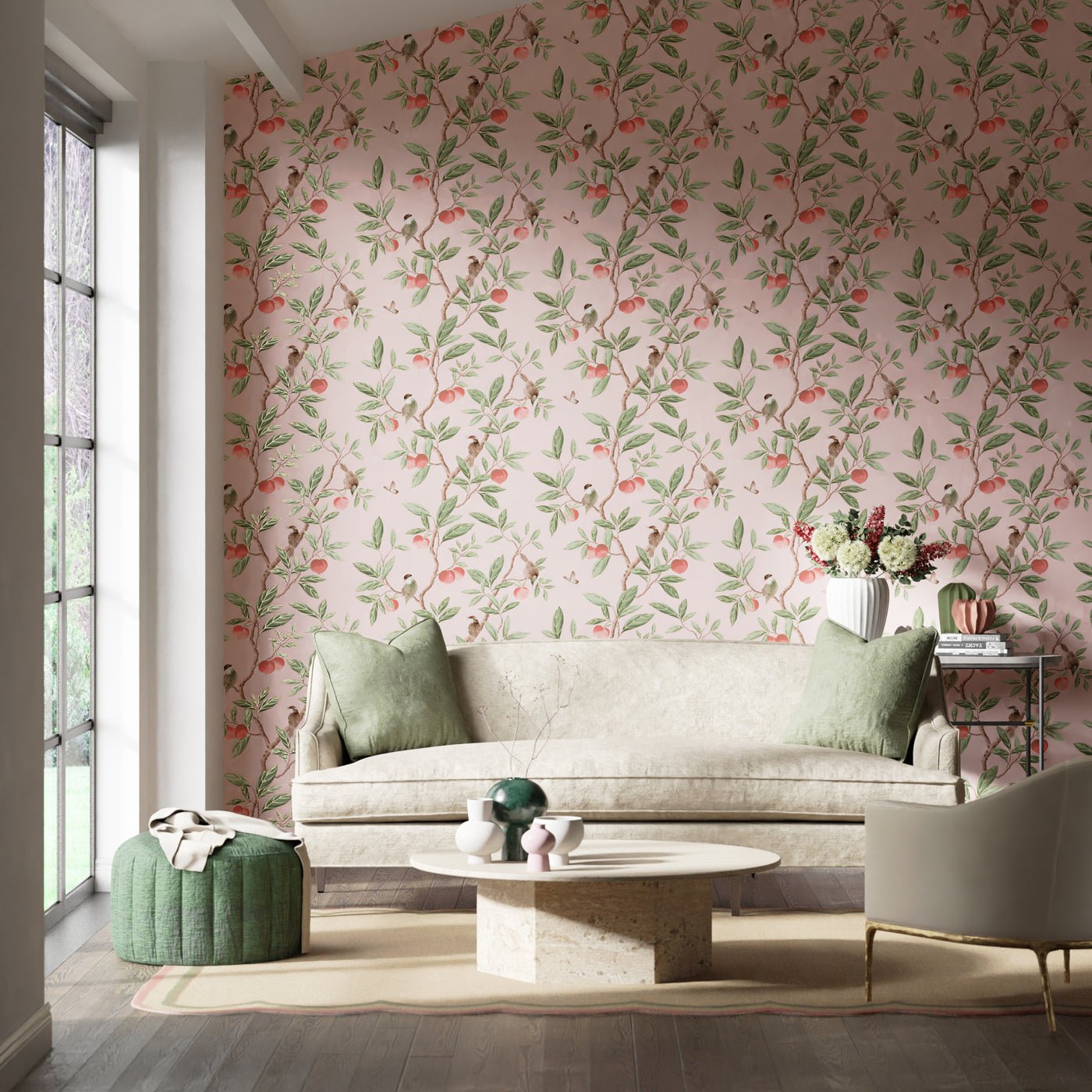 Ella Wallpaper - Powder/ Sage / Peach - HDHW112907 - Harlequin - Premier Wallcovering