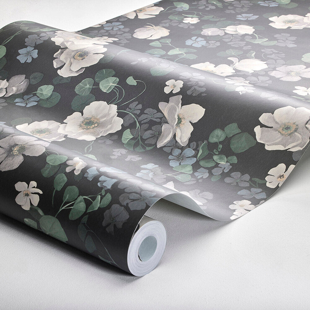 Enchanting Flower Wallpaper - Teal - Boråstapeter - 4279 - Premier Wallcovering