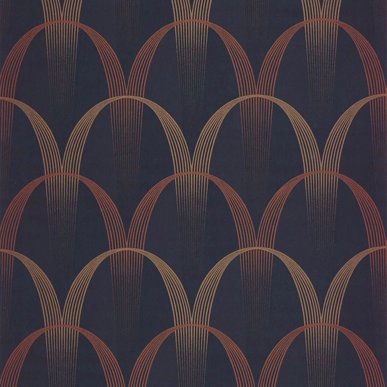 Entree Des Artistes Annees Folles Wallpaper - Bleu Encre / Terracotta - Casadeco - 201046810 - Premier Wallcovering