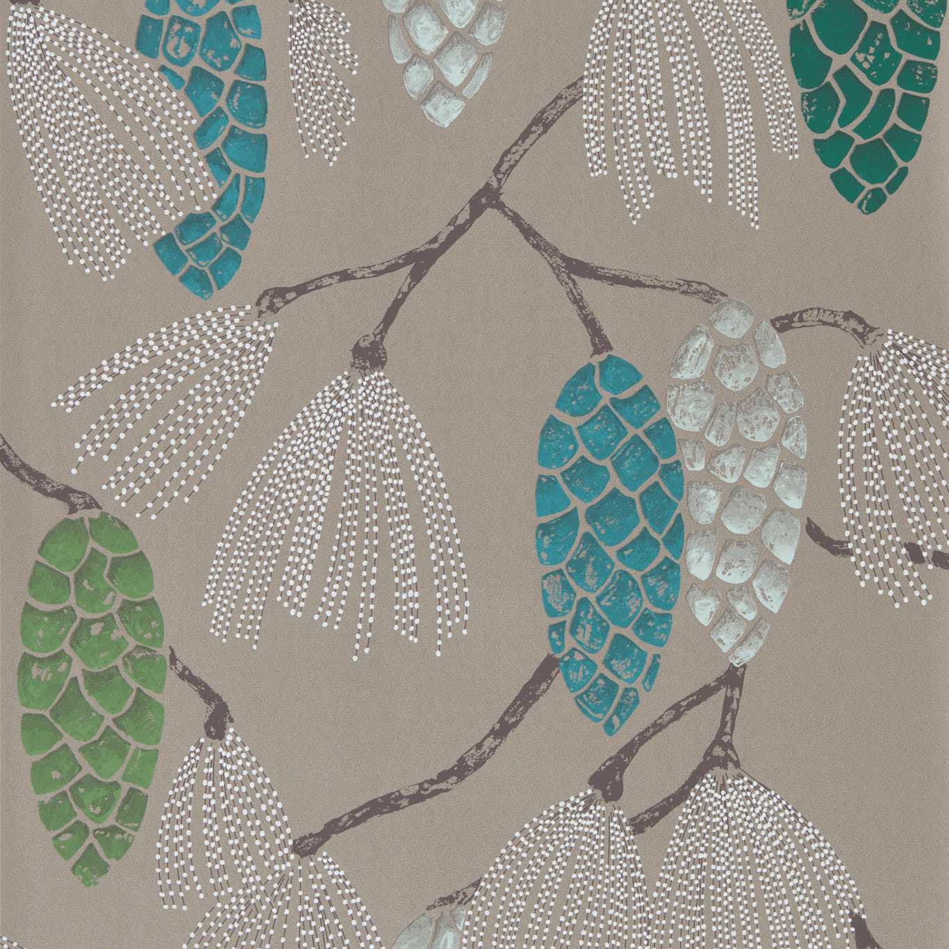 Epitome Wallpaper - Turquoise/Pea/Gilver - HSTO111502 - Harlequin - Premier Wallcovering