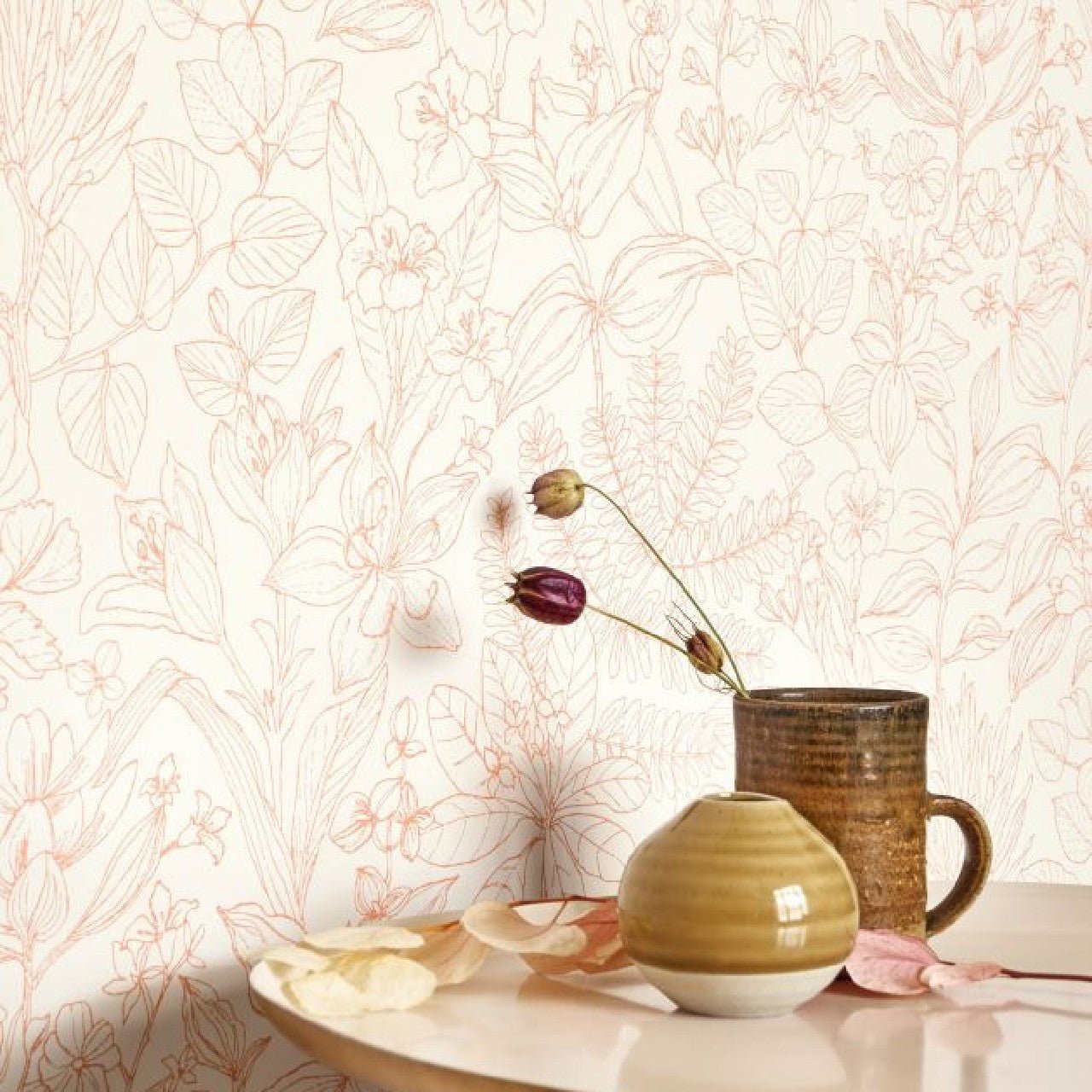 Esquisse Gardens Wallpaper - Corail - Casadeco - 87593478 - Premier Wallcovering