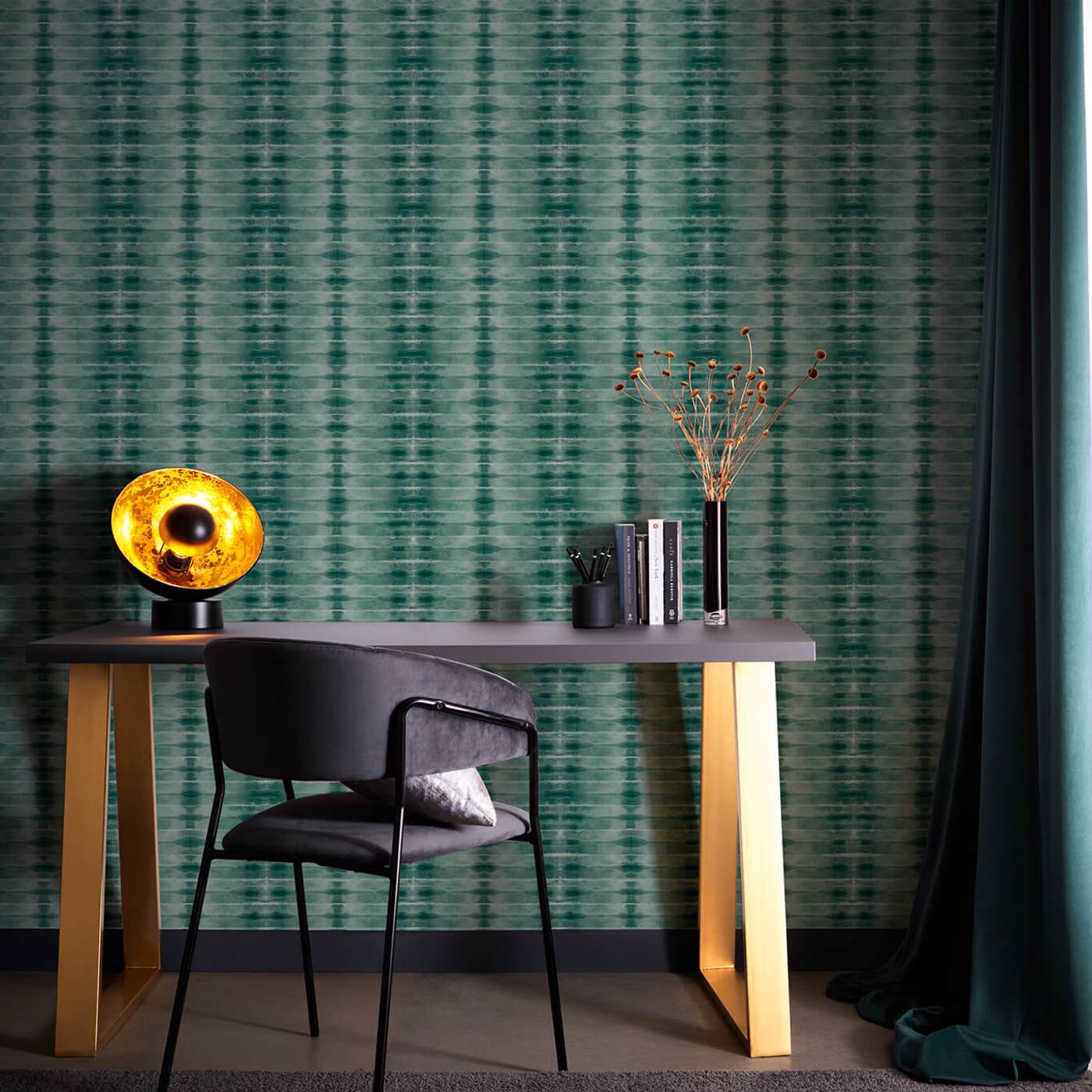 Eterea Wallpaper - Teal - Clarke & Clarke - W0167/03 - Premier Wallcovering