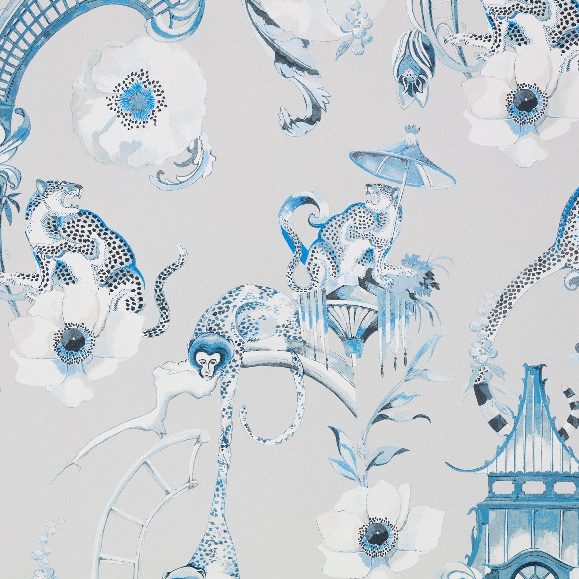 Euphoria Wallpaper - China Blue - Romo - Temperley London - W448/05 - Premier Wallcovering