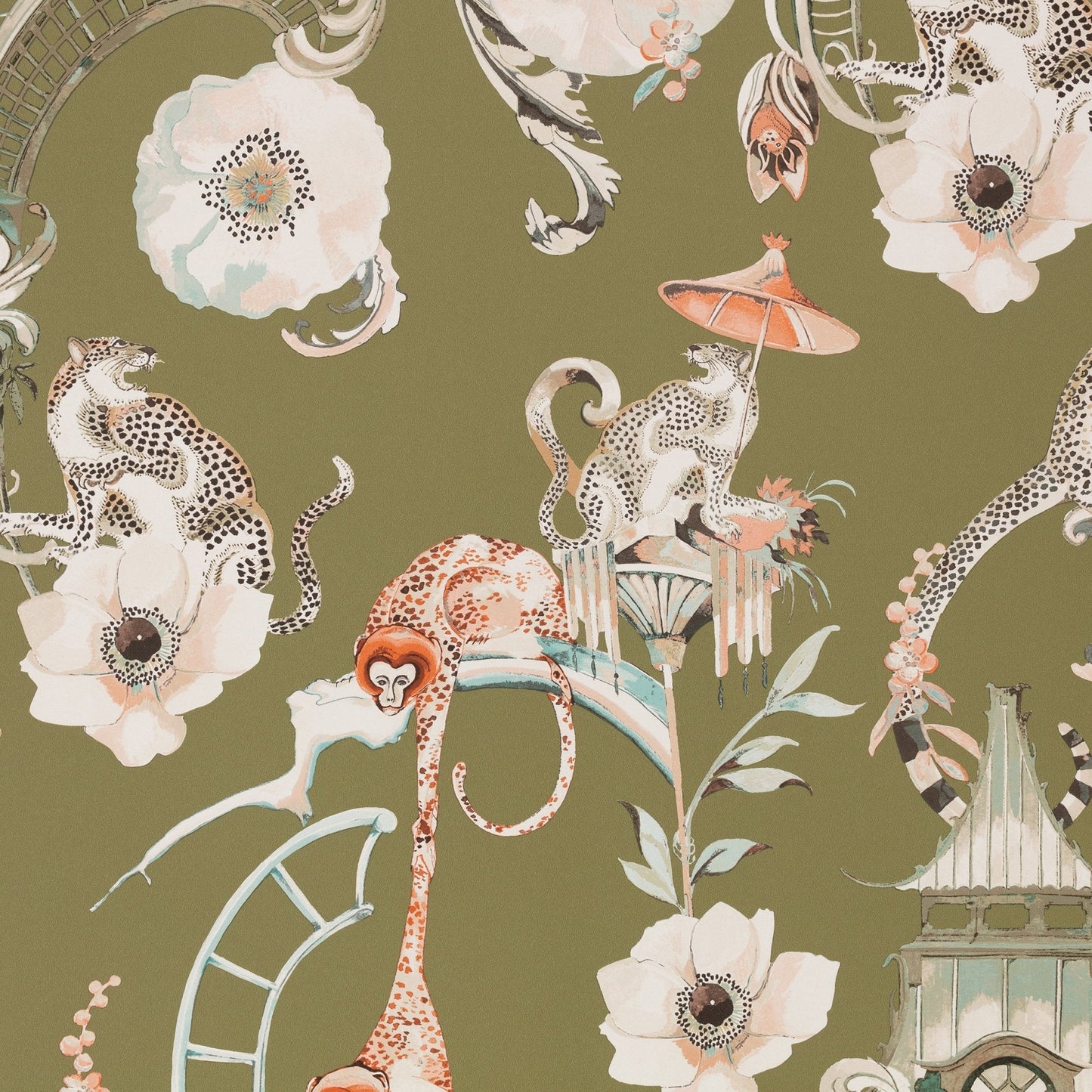 Euphoria Wallpaper - Somerset Green - Romo - Temperley London - W448/04 - Premier Wallcovering