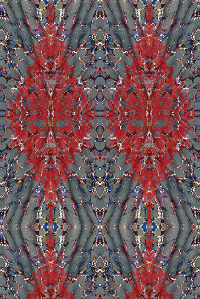 Ex Libris Velvet Fabric - Brick Red on Charcoal - Timorous Beasties - DIGI/EXLIB/40008/02 - Premier Wallcovering