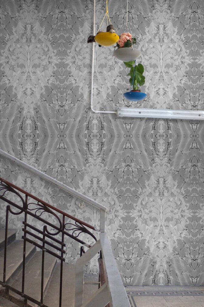 Ex Libris Wallpaper - Mist Grey - Timorous Beasties - ROR/XLIB/PRL/09 - Premier Wallcovering